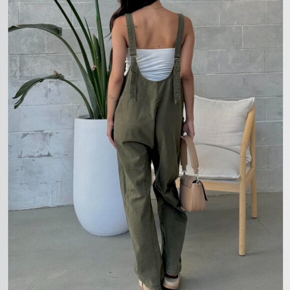 Free People Olive Green Jumpsuit - Picture 4 of 11